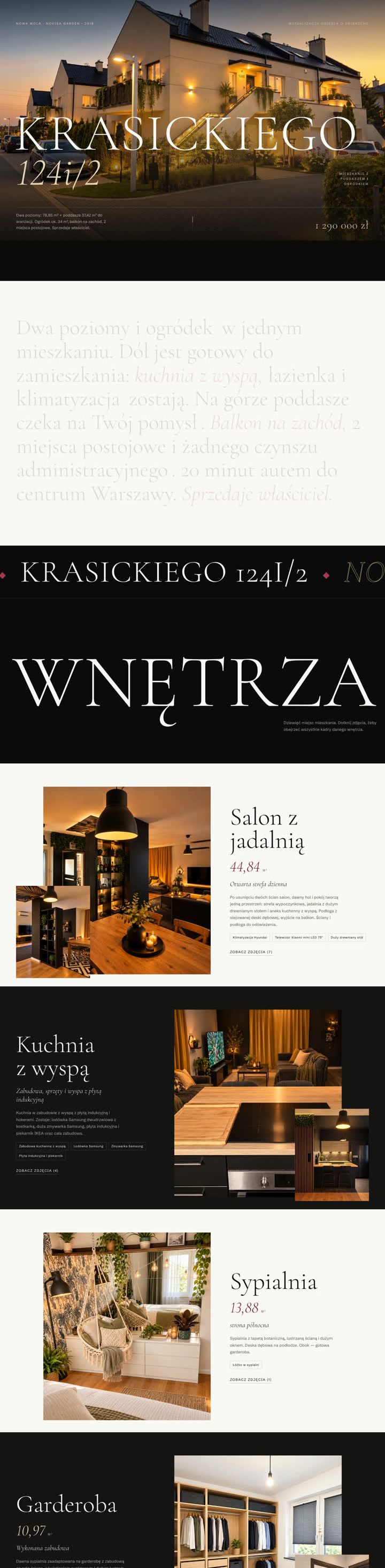 Kierunek Noir — cała strona na komputerze